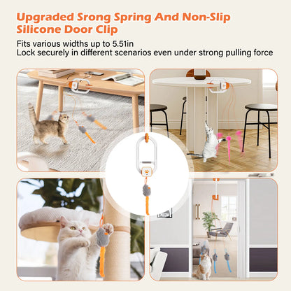 KittyHang™ Hands-Free Cat Entertainer – Smart Teaser Wand with Realistic Random Movement | Rechargeable, Durable Door Clip Design